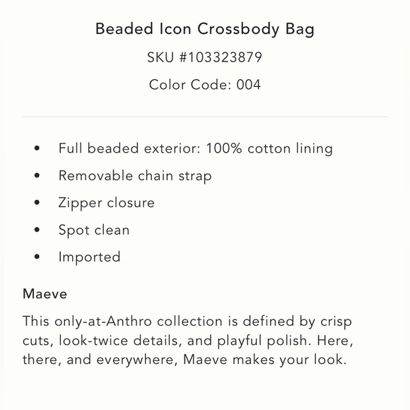 Anthropologie Maeve NWT Beaded Icon Cross Bag - Picture 5 of 7